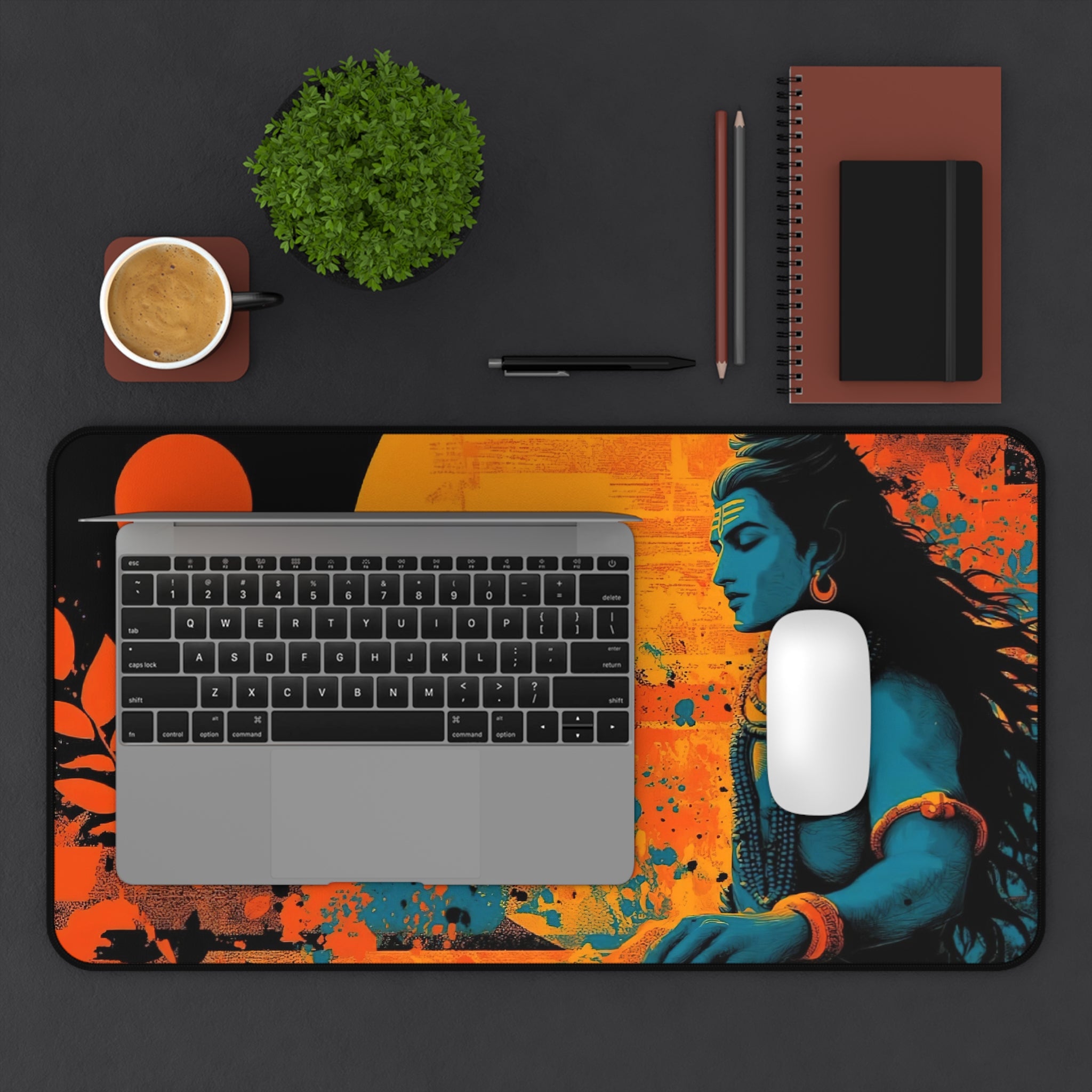 Shiva Sunset Desk Mat — Meditative Blue Lord Shiva Office Mouse Pad
