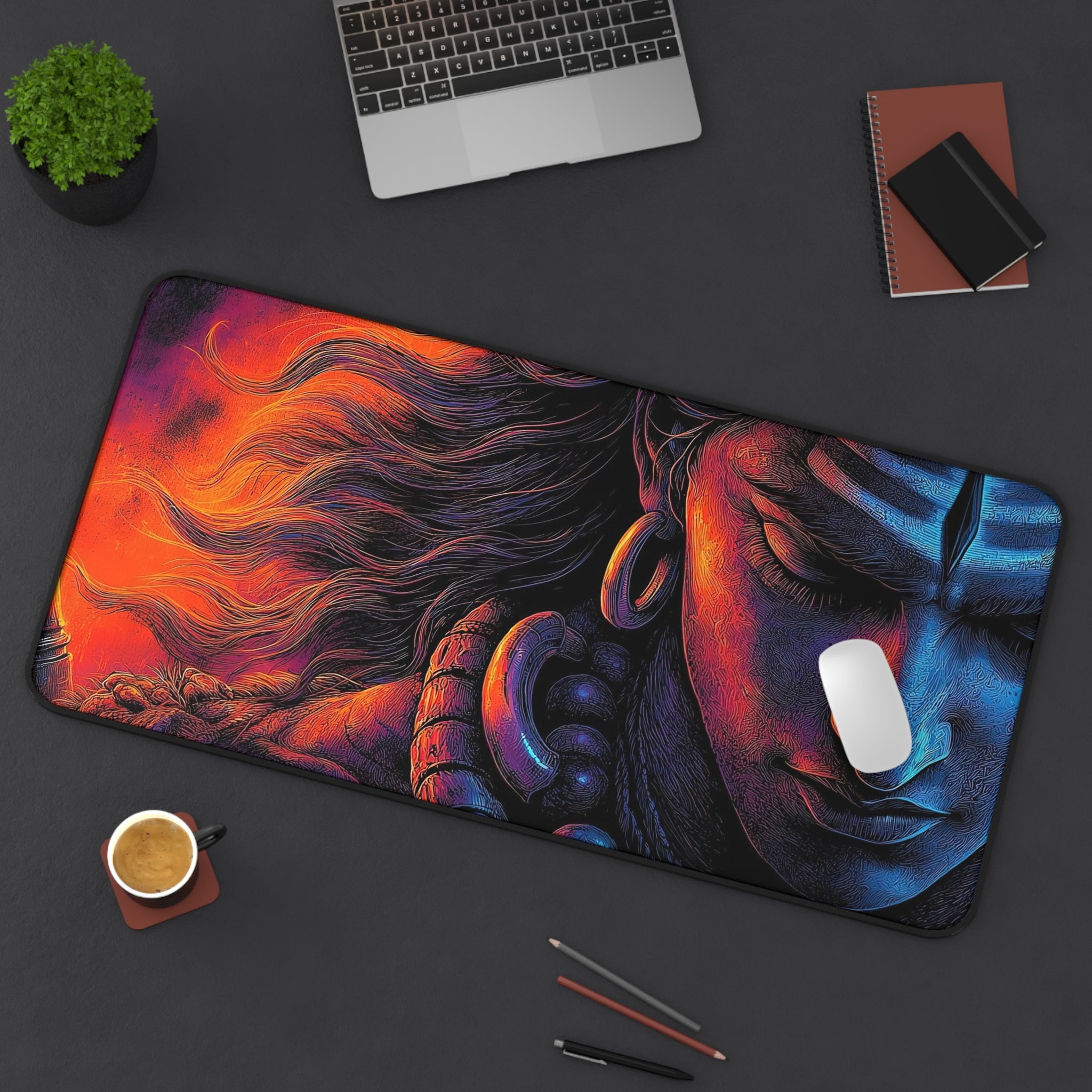 Shiva Desk Mat — Vibrant Meditative Office Mouse Pad