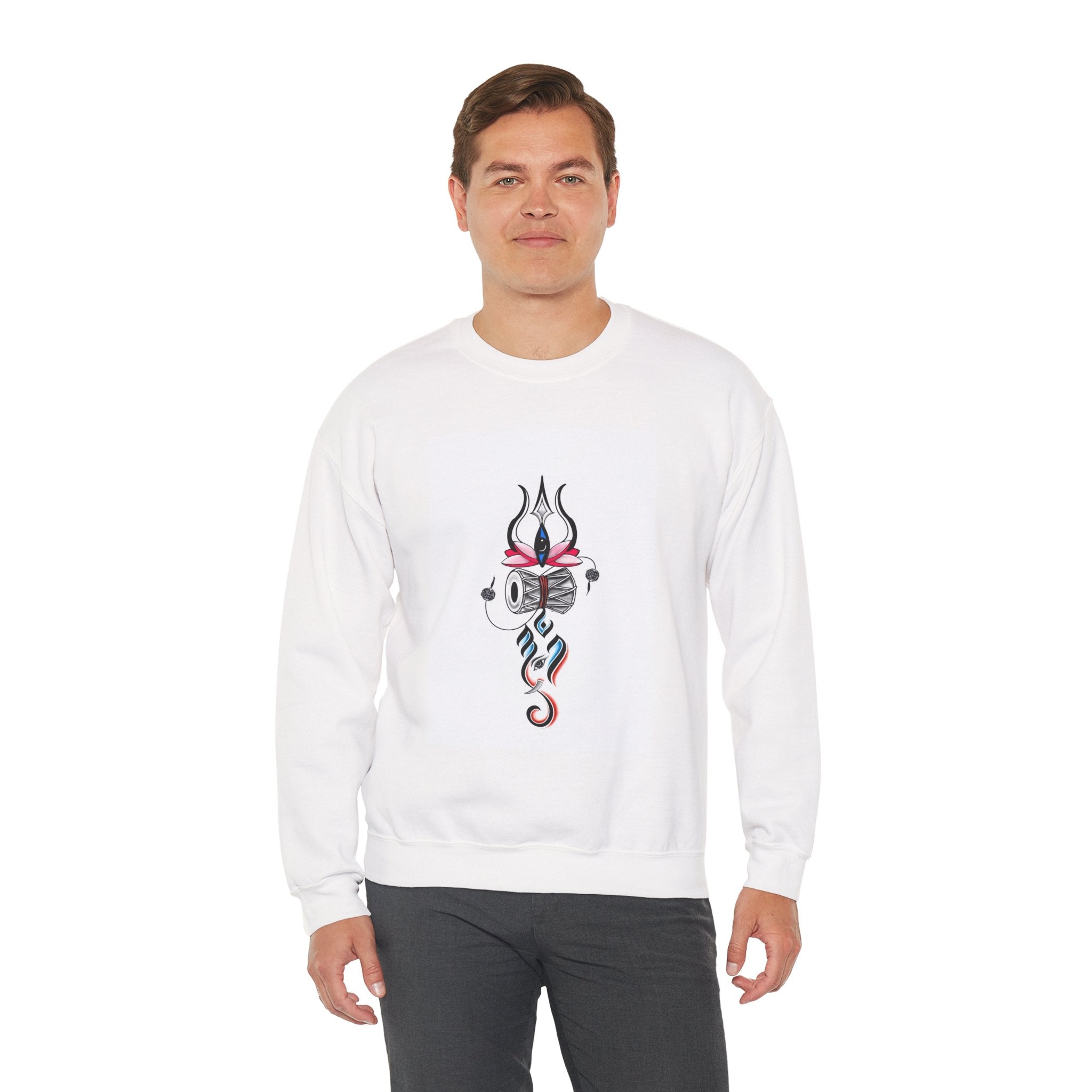 Shiva Trishul White Sweatshirt