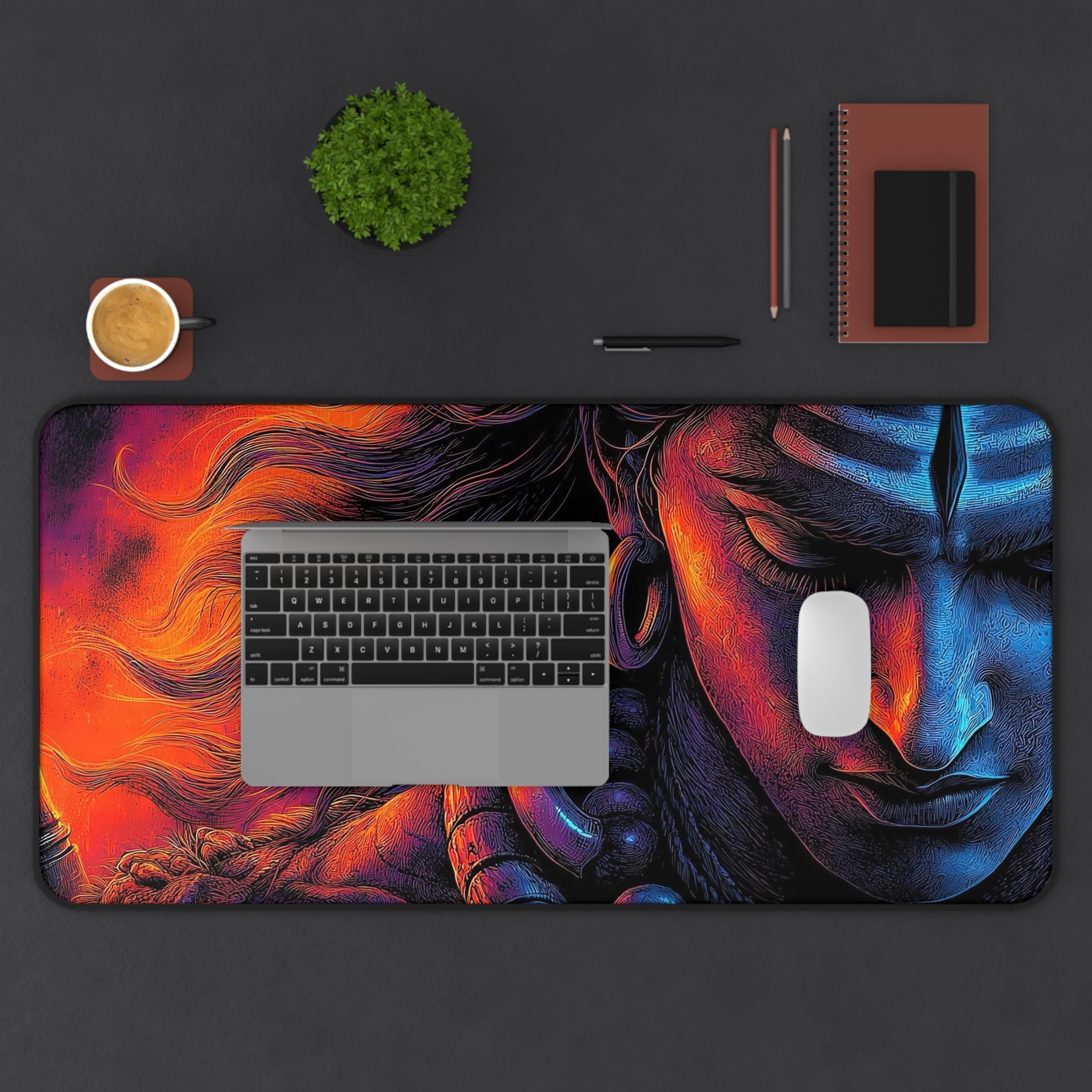 Shiva Desk Mat — Vibrant Meditative Office Mouse Pad