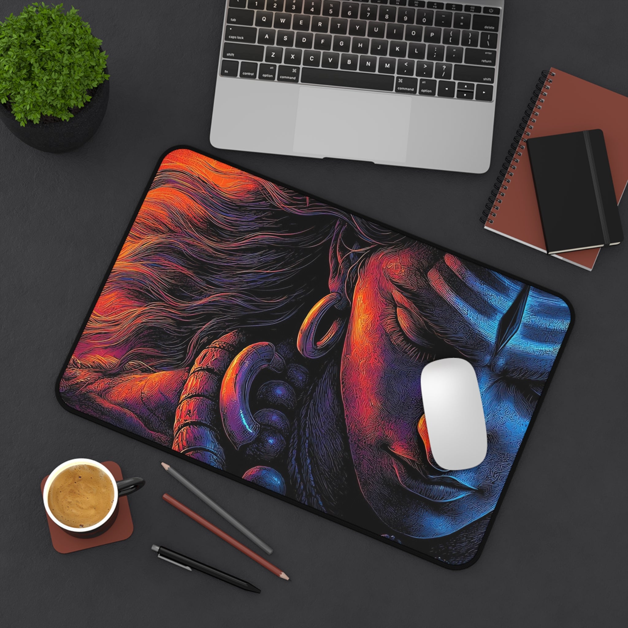 Shiva Desk Mat — Vibrant Meditative Office Mouse Pad