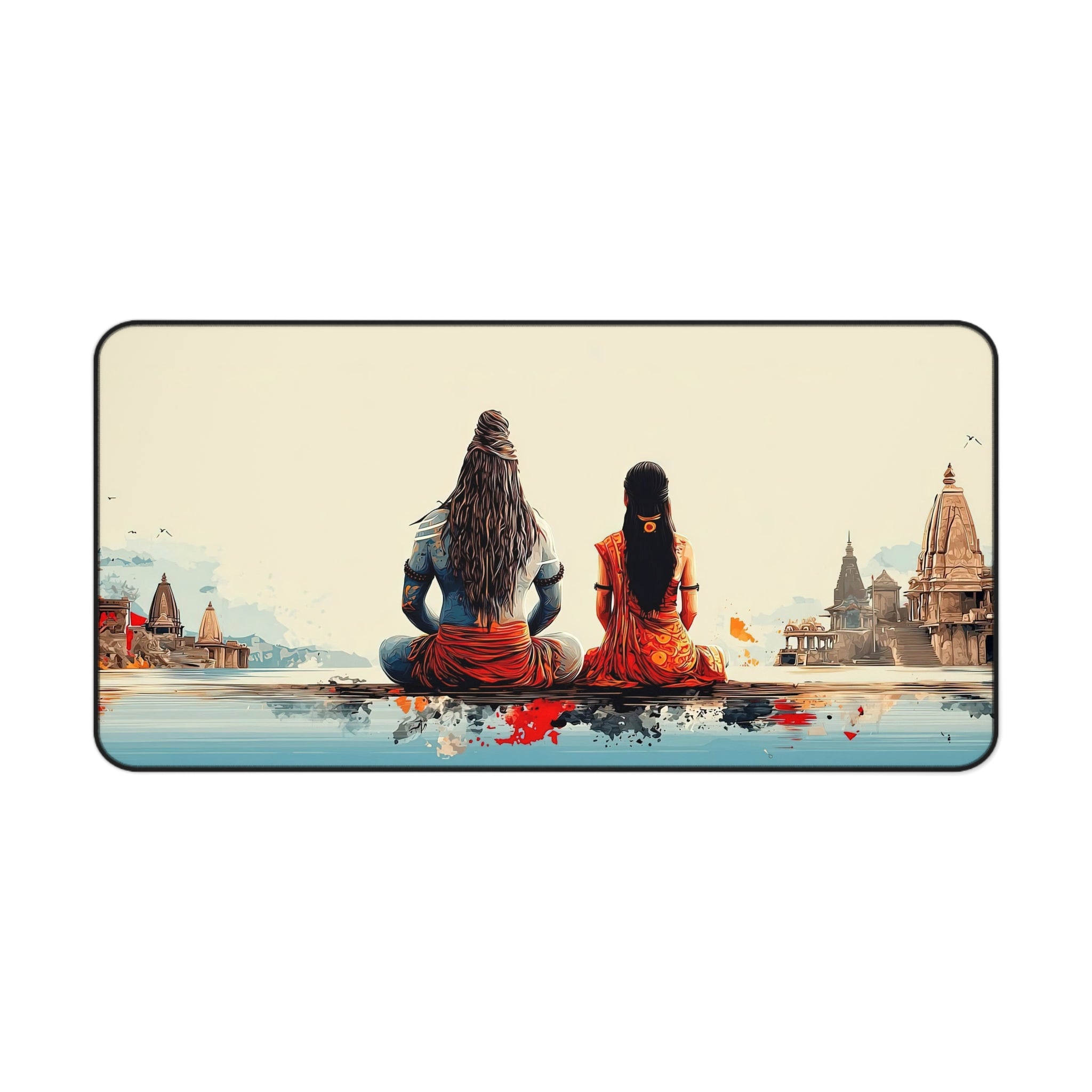 Meditative Shiva & Parvati Art Desk Mat - Office Desk Mat