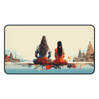 Meditative Shiva & Parvati Art Desk Mat - Office Desk Mat