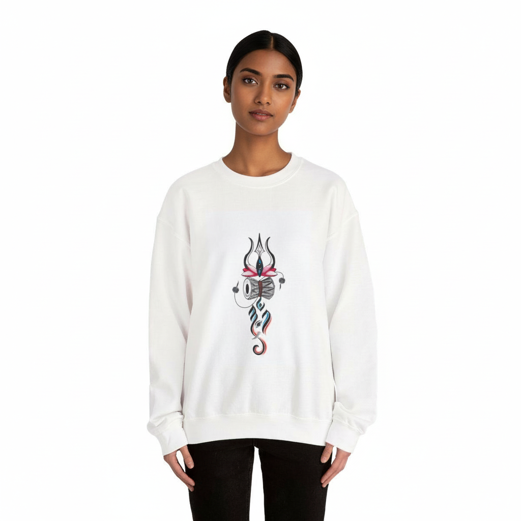 Shiva Trishul White Sweatshirt