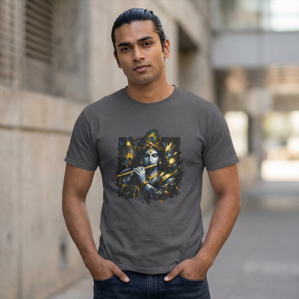 Krishna Black T-Shirt – Spiritual | Minimal Krishna