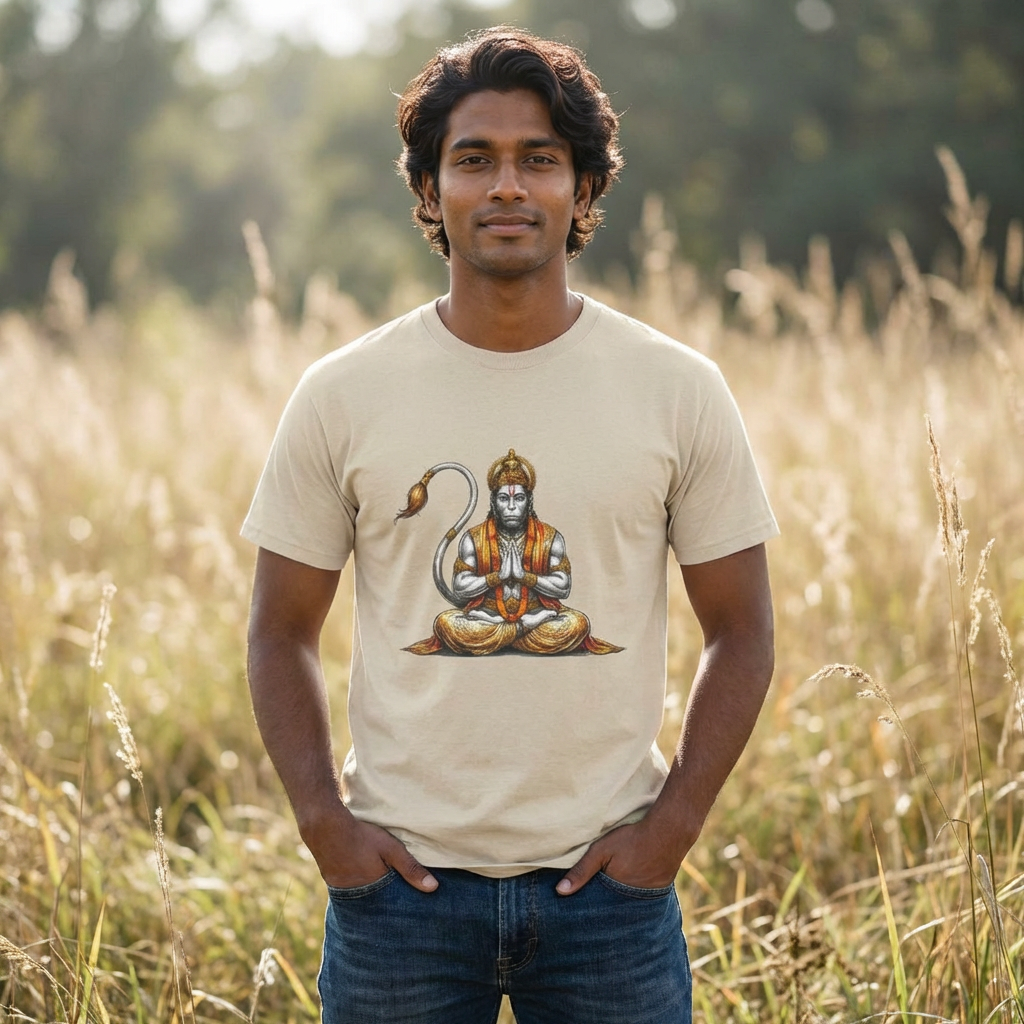 Hanuman Meditation T-Shirt – Inner Stillness & Spiritual Discipline Design