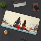 Meditative Shiva & Parvati Art Desk Mat - Office Desk Mat