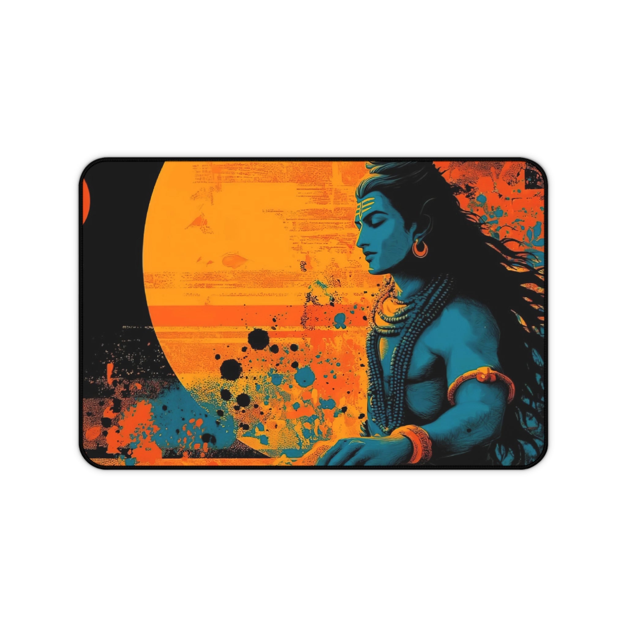 Shiva Sunset Desk Mat — Meditative Blue Lord Shiva Office Mouse Pad