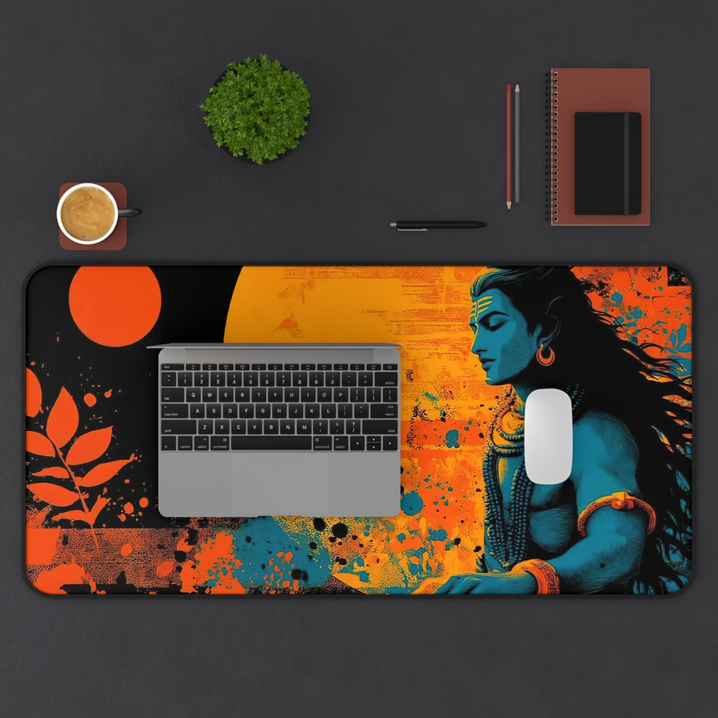 Shiva Sunset Desk Mat — Meditative Blue Lord Shiva Office Mouse Pad