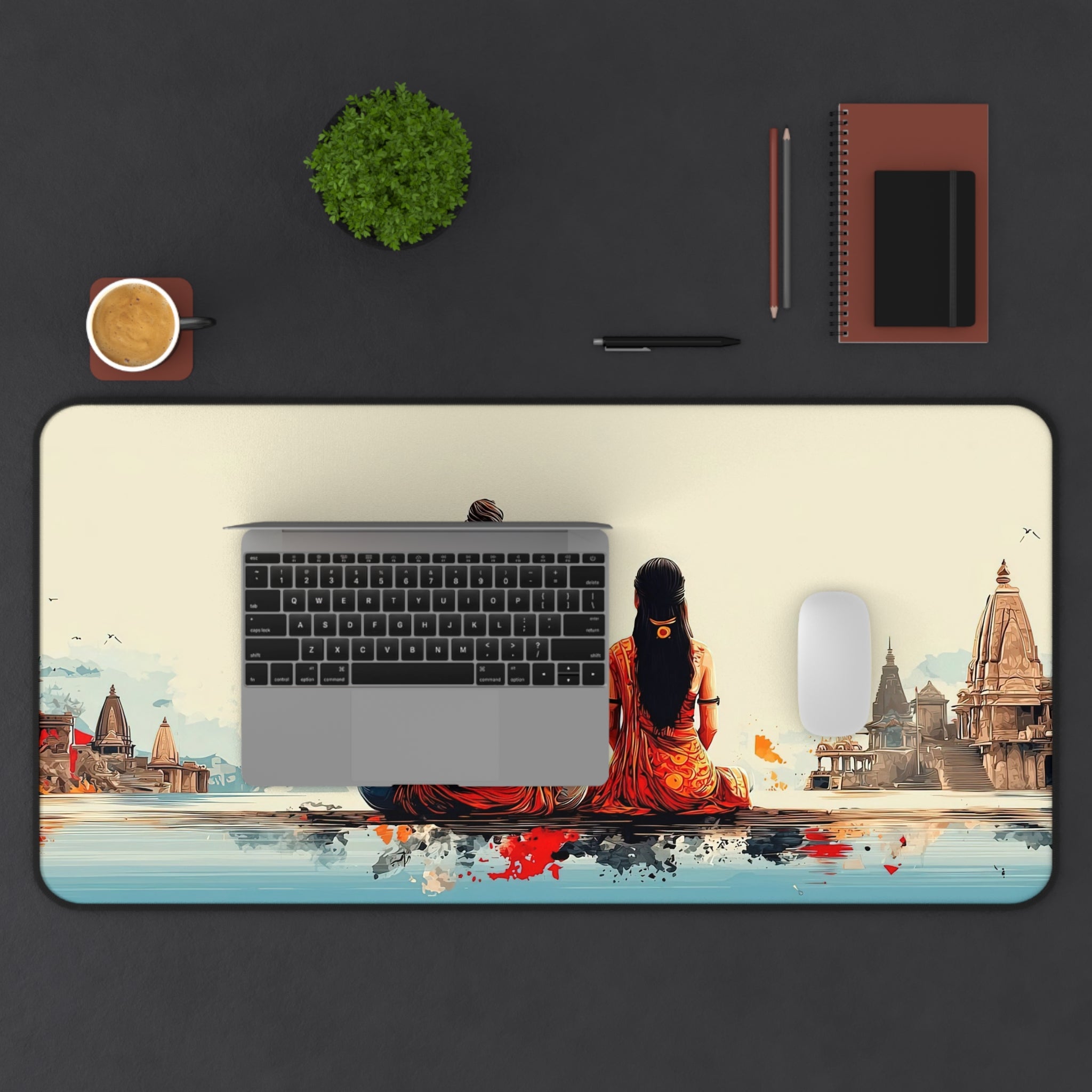 Meditative Shiva & Parvati Art Desk Mat - Office Desk Mat