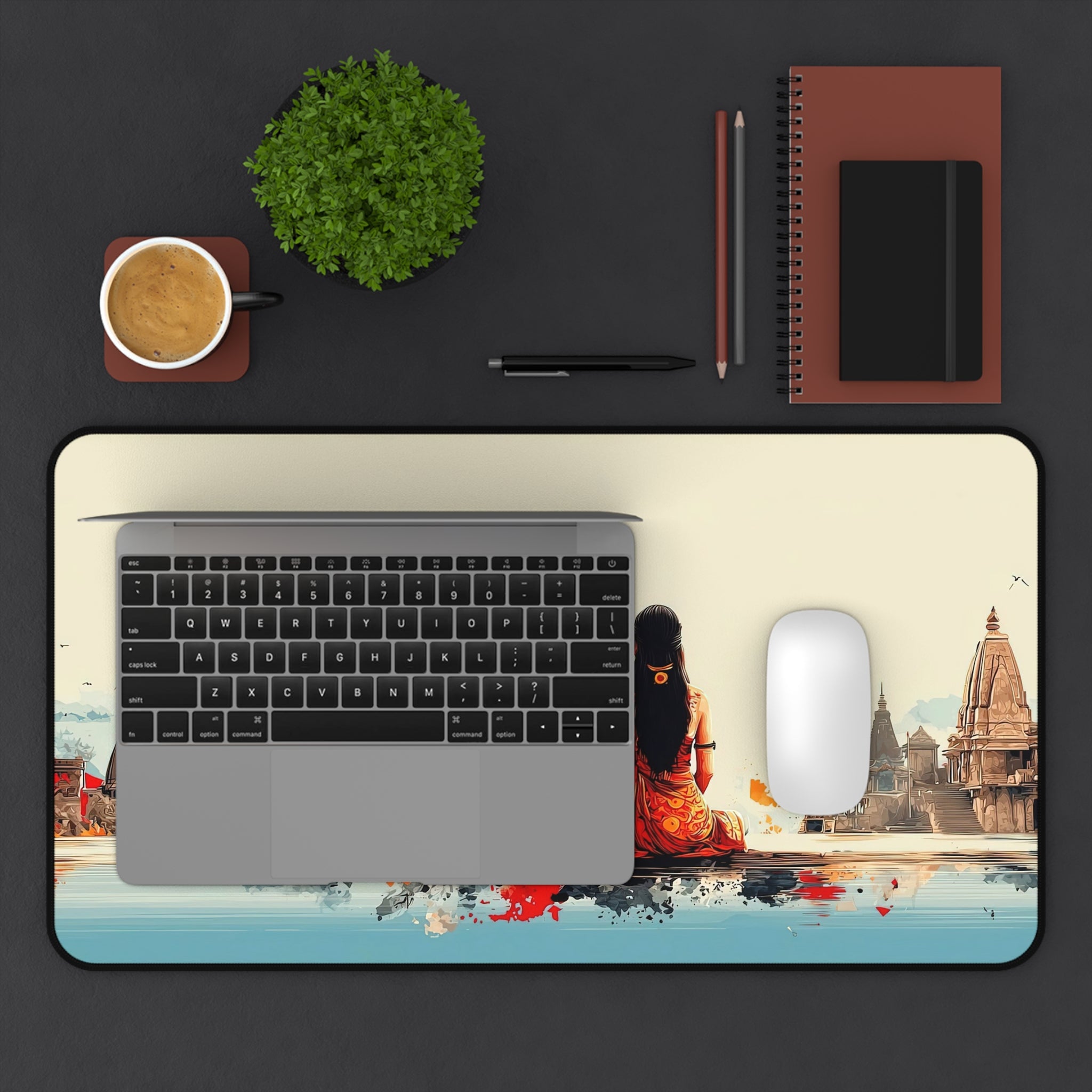 Meditative Shiva & Parvati Art Desk Mat - Office Desk Mat