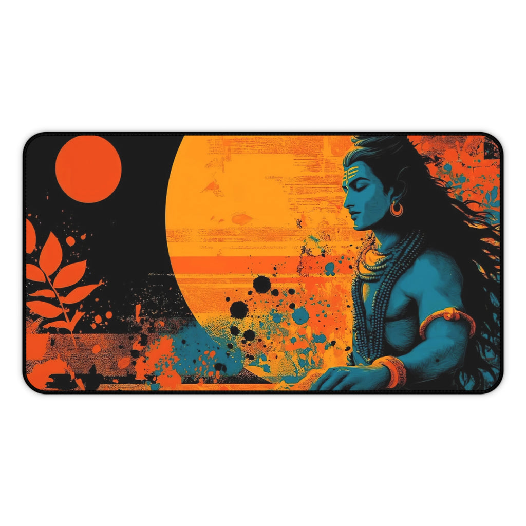 Shiva Sunset Desk Mat — Meditative Blue Lord Shiva Office Mouse Pad
